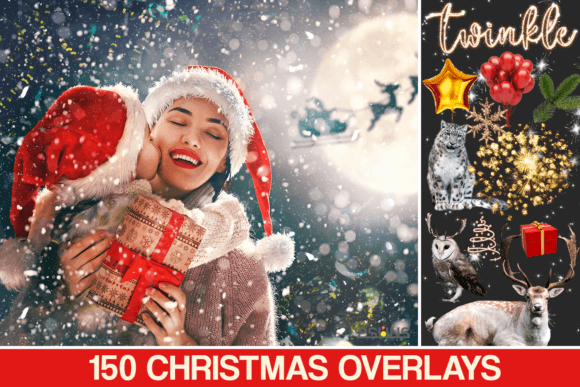 150 Christmas Overlays Photoshop for Festive Branding