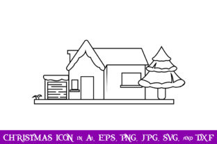 Big House Outline Christmas Icon for Digital Sellers