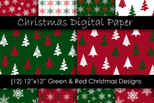 Christmas Digital Paper - Red and Green Patterns