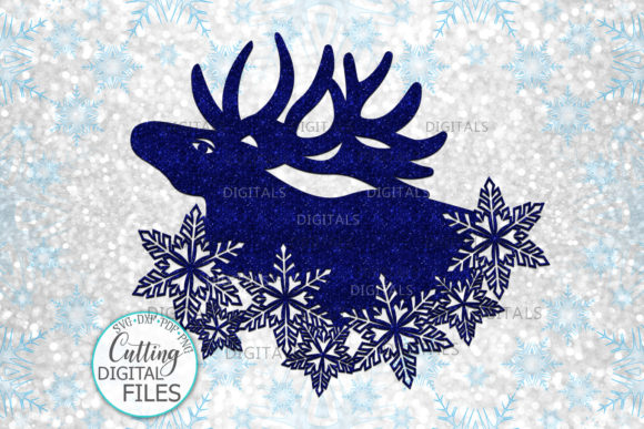 Christmas Moose with Snowflakes Crafts Graphic Design Asset