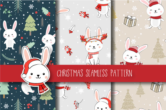 Christmas Seamless Pattern Bunny