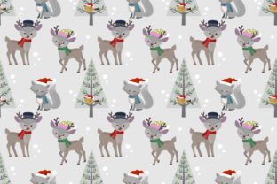 Cute Deer and Wolf Christmas Pattern