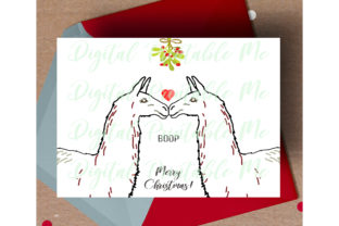 Llama Christmas Card Crafts Graphic Design Asset