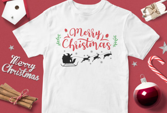 Merry Christmas Santa and Deer for T-Shirt Designs